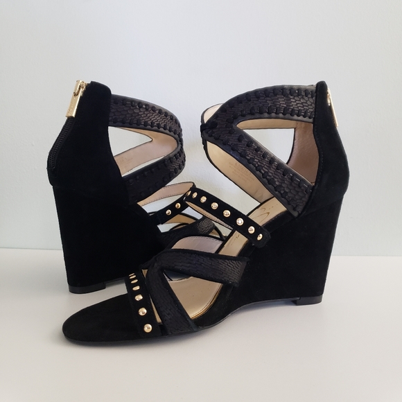 Jessica Simpson Zenolia Black Suede Wedge Sandals - Picture 6 of 9